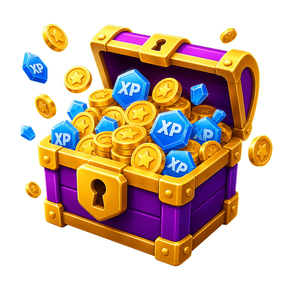 Coffre quotidien rempli de pièces et de bonus XP